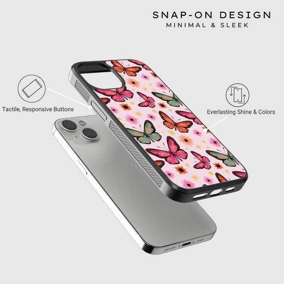 Butterfly Phone Case iPhone 16 Pro, 15 Pro, 14, Samsung Galaxy S25 Google Pixel - Picture 3 of 7